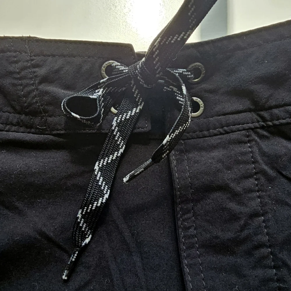 Patagonia Mens Black board shorts tie waist zippered pocket 38 Beach Swim Hiking